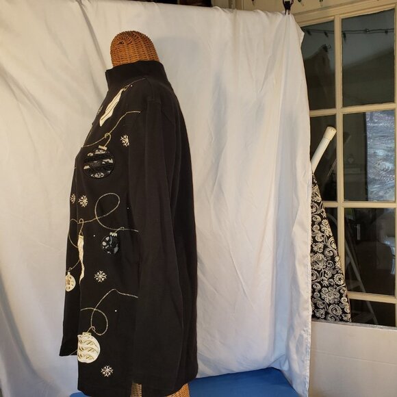 Bechamel Women's Black Long Sleeve Christmas Mock Turtleneck Sweatshirt - L - Picture 2 of 5